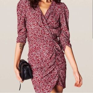 ba&sh Red Ruched Wrap Cocktail Dress​​​